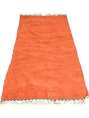 Ginger-Orange Plain Runner from Mirzapur with All-Over Weave