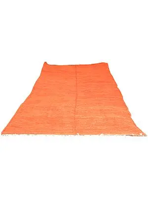 Flamingo-Orange Plain Runner from Mirzapur with All-Over Weave