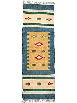 Dusk-Blue Kilim Handloom Runner from Sitapur