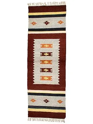 Apple-Butter Kilim Handloom Runner from Sitapur
