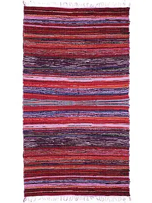 Morning-Glory Dhurrie with Multicolor Woven Stripes
