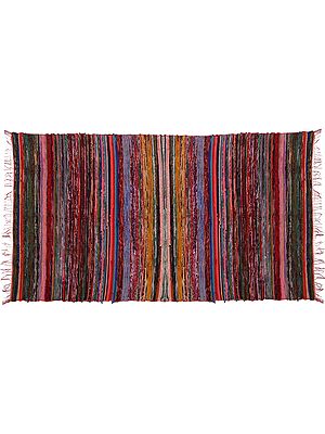 Multicolor Dhurrie with Woven Stripes