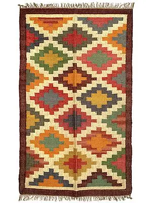 Multicolor Handloom Dhurrie from Sitapur with Kilim Weave