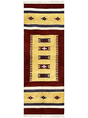 Jojoba Kilim Runner From Sitapur with Woven Motifs