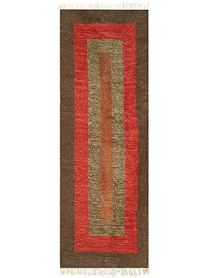 Partridge Kilim-Knotted Floor Runner from Sitapur