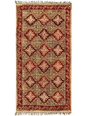Red-Ochre Kalamkari Dhurrie from Telangana