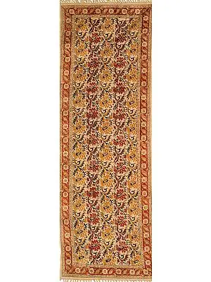 Tandori-Spice Kalamkari Runner from Telangana with Printed Flowers