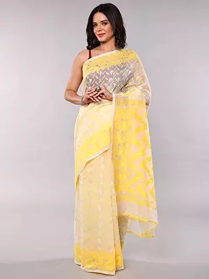 Lightweight Jamdani Cotton Saree with Intricate Woven Patterns