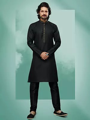 Men's Neck Embroidered Kurta Pajama | Festive & Wedding Ethnic Outfit
