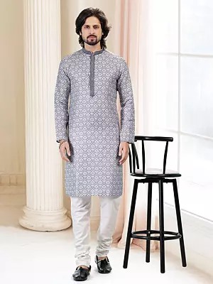 Men’s Printed Cotton and Art Silk Kurta Pajama Set – Ethnic Wear Set