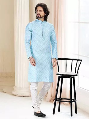 Traditional Printed Ethnic Wear Kurta Pajama Set for Men’s in Cotton and Art Silk