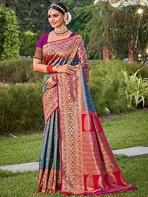 Designer Banarasi Silk Saree with Intricate Zari Work and Tassel Pallu
