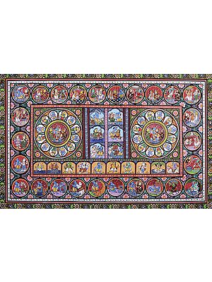 Richly Coloured Composite Pattachitra Featuring The Dashavatara
