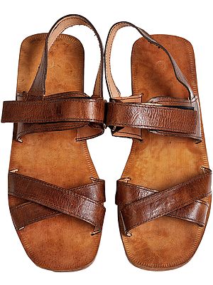Brown Sandals for Men with Plain Straps