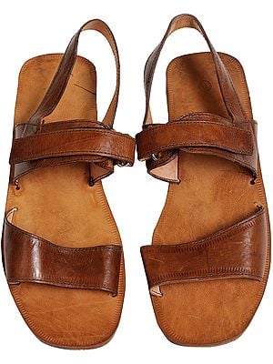 Brown Triple-Strapped Sandals for Men