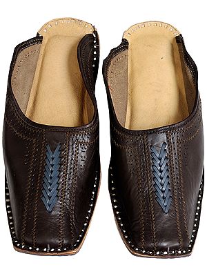 Coffee-Brown Slip-On Shoes for Men with Threadwork