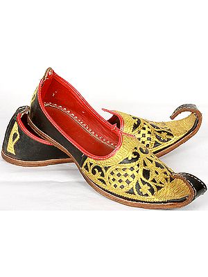 Black and Golden Sindhi Jooti for Men