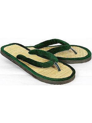 Osho Chappals with Green Velvet