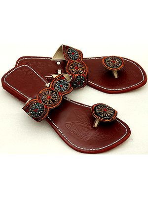 Multi-color Hand-Embroidered Sandals