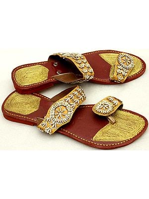 Embroidered Sandals with Beadwork