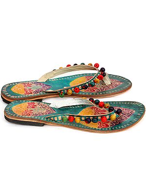 Floral Chappals with Beads