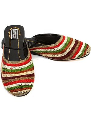 Multi-Color Embroidered Slippers