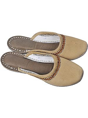 Plain Slippers with Aari Embroidery on Edges