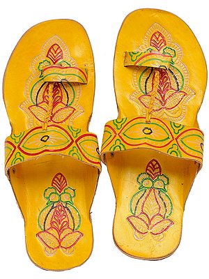 Shantiniketan Slippers with Painted Peacocks