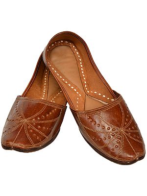 Rustic-Brown Jooits for Men with Thead-work