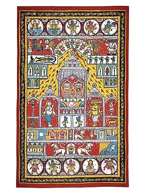 24" x 38" Lord Sri Jagannath Patachitra Painting | Traditional Color | Handmade | Sri Jagannath Patachitra Paintings | Made in India