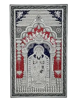 23" x 38" Super Fine The Majesty Of Lord Venkateshvara, Replete With Dashavtara Patachitra Painting | Traditional Color | Handmade | Tirupati Balaji Patachitra Paintings | Made in India
