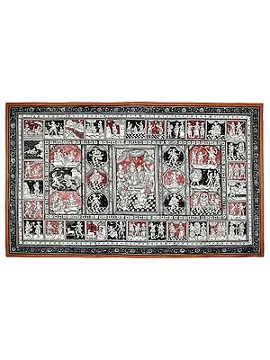 39" x 23" Large Sampoorna Ramayana (Fine Art) Patachitra Painting | Handmade | Ramayana Patachitra Paintings | Made in India