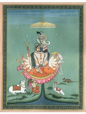 Brahma Vishnu Mahesh and Ganesha with Their Respective Mounts