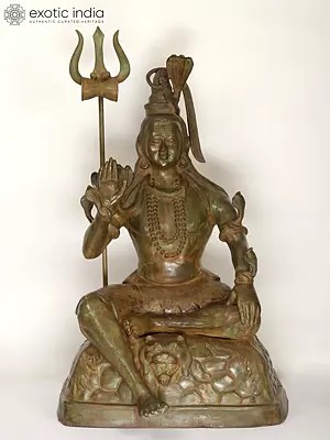 57" Large Size Blessing Lord Shiva Brass Statue
