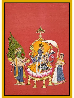Garuda Paying Obeisance to Lakshmi Vishnu with Nectar Flasks