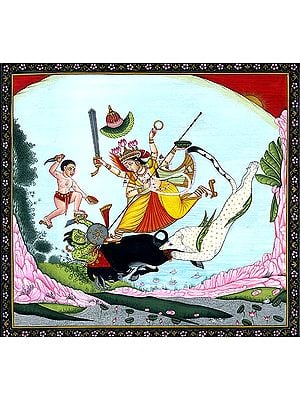 Goddess Durga and Bhairava Annihilate the Demon Mahishasura