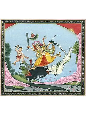 Goddess Durga and Bhairava Slay the Demon Mahishasur