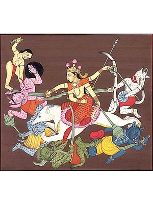 Goddess Durga Slaying Demons