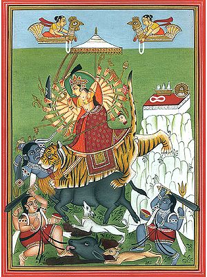 Goddess Durga with Bhairavas