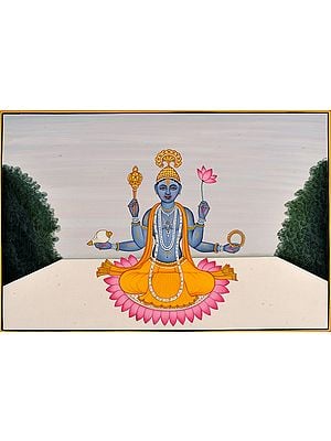 Vishnu Seated on a Lotus (Guler School)