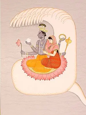 Lord Vishnu with Lakshmi in Kshirasagara, the Ocean of Milk