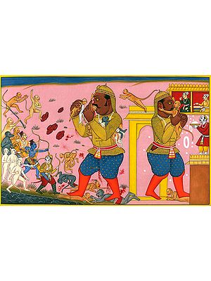 Rama and Lakshmana Battling Against Kumbhakarana