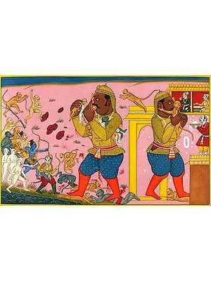 Rama and Lakshmana Battling Against Kumbhakarana