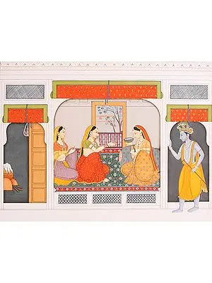 Krishna Peeps into Radha's Chamber
