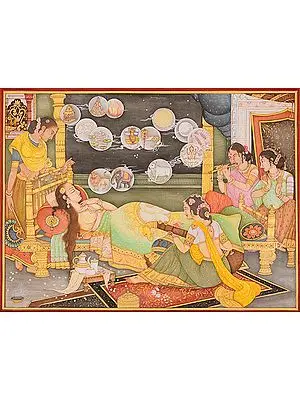 Fourteen Dreams of Trishala, the Mother of Tirthankara Mahavira (An Important Jain Painting)