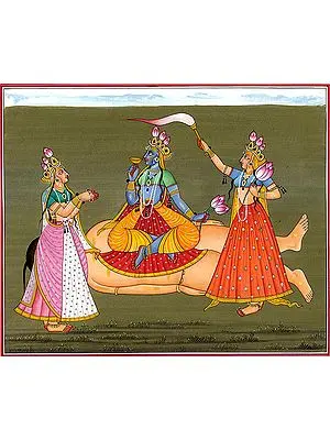 The Beauteous Bhadrakali Sitting Amidst Lush Fields (Tantric Devi Series)