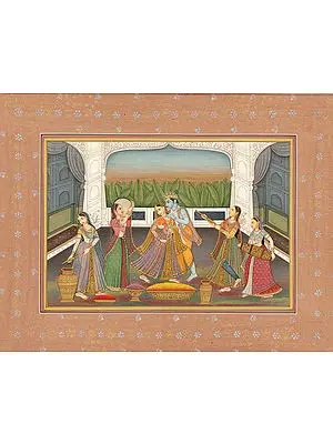 Krishna Playing Holi with Radha and Gopis