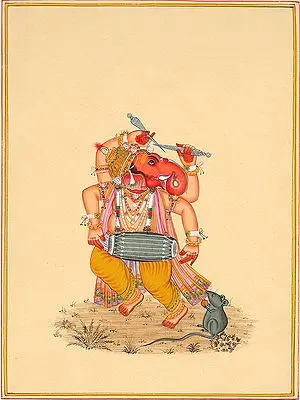 Dancing Ganesha Playing the Mrindagam