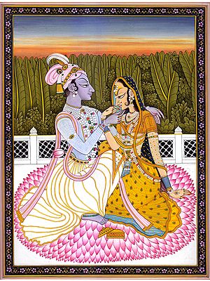 Radha Krishna on a Seat of Lotuses