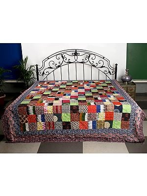Reversible Kantha Bedcover With Multicolor Patches From Jodhpur